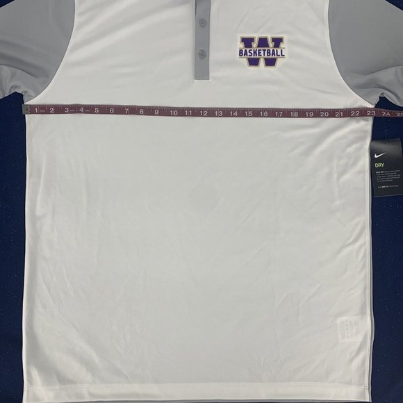 Men's Nike Dri Fit Polo Shirt Washington Huskies‎ Basketball White Gray L NWT - Picture 9 of 10